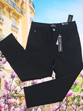 Zoe + Phoebe Black High Waist Crop Stretch Fit Pants Size 12 New